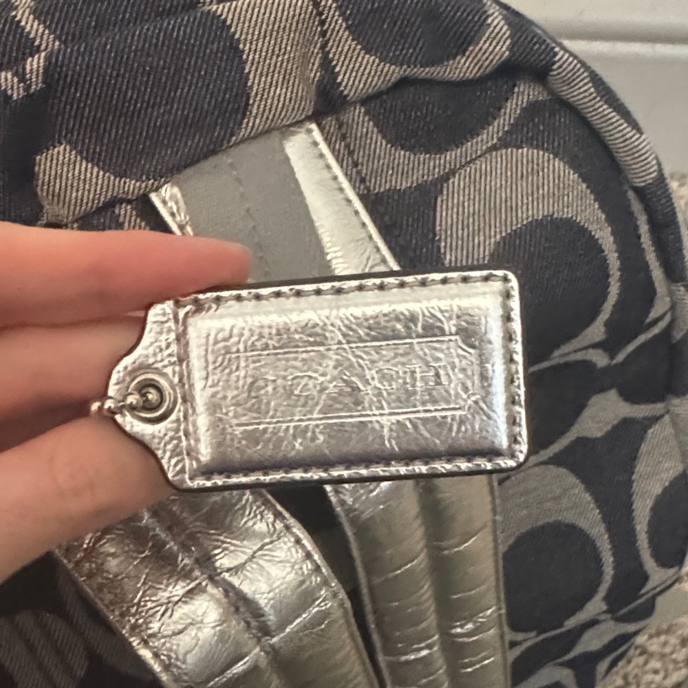Coach Signature Denim Blue with Silver Logo Backpack - Picture 2 of 7